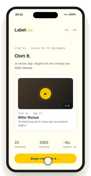 Voorbeeld stap in Labelloos app